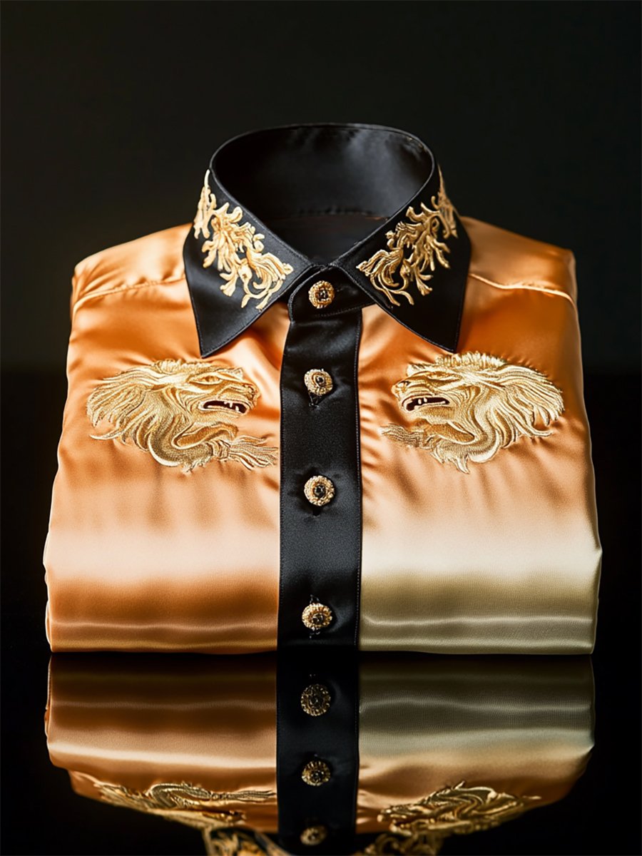 Men's Satin Luxury Business Long Sleeve Shirt