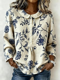 Women's Casual Color Block Print Short-Sleeve Top