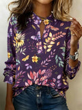 Women's Purple Floral Print Shirt