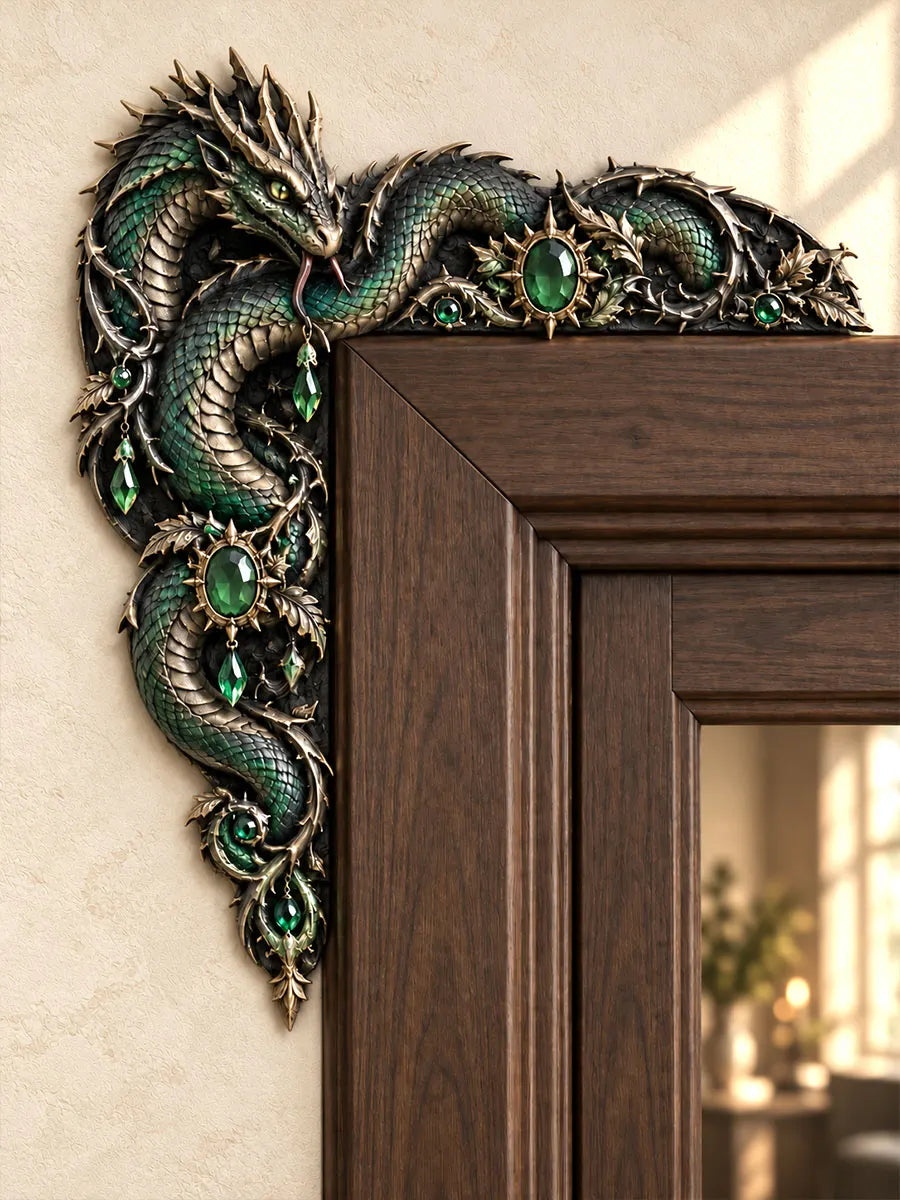 Emerald Green Serpent Dragon Door Frame Corner Decor
