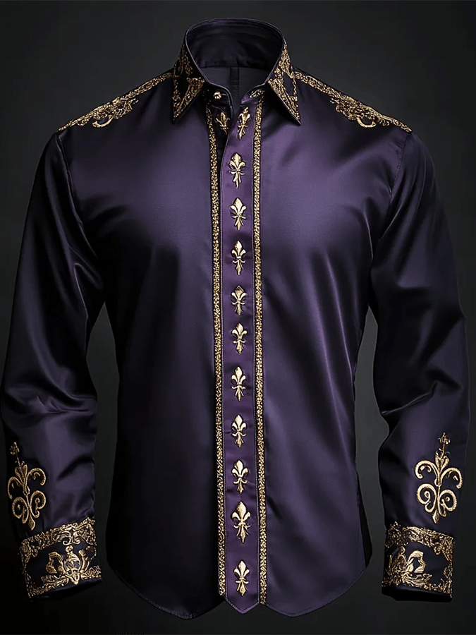 Men's Silk Design Printed Long Sleeve Shirt