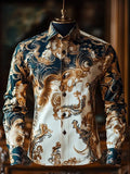 Men's Stripe Print Business Long Sleeve Shirt