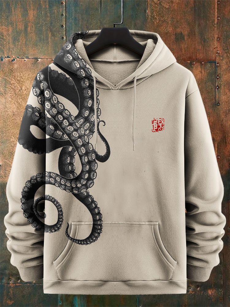 Men's Japanese Octopus Graphics Art Print Casual Hoodie