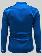 Men's  Solid Satin Long Sleeve Shirt
