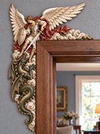 Archangel Michael Defeating the Dragon Door Frame Corner Decor