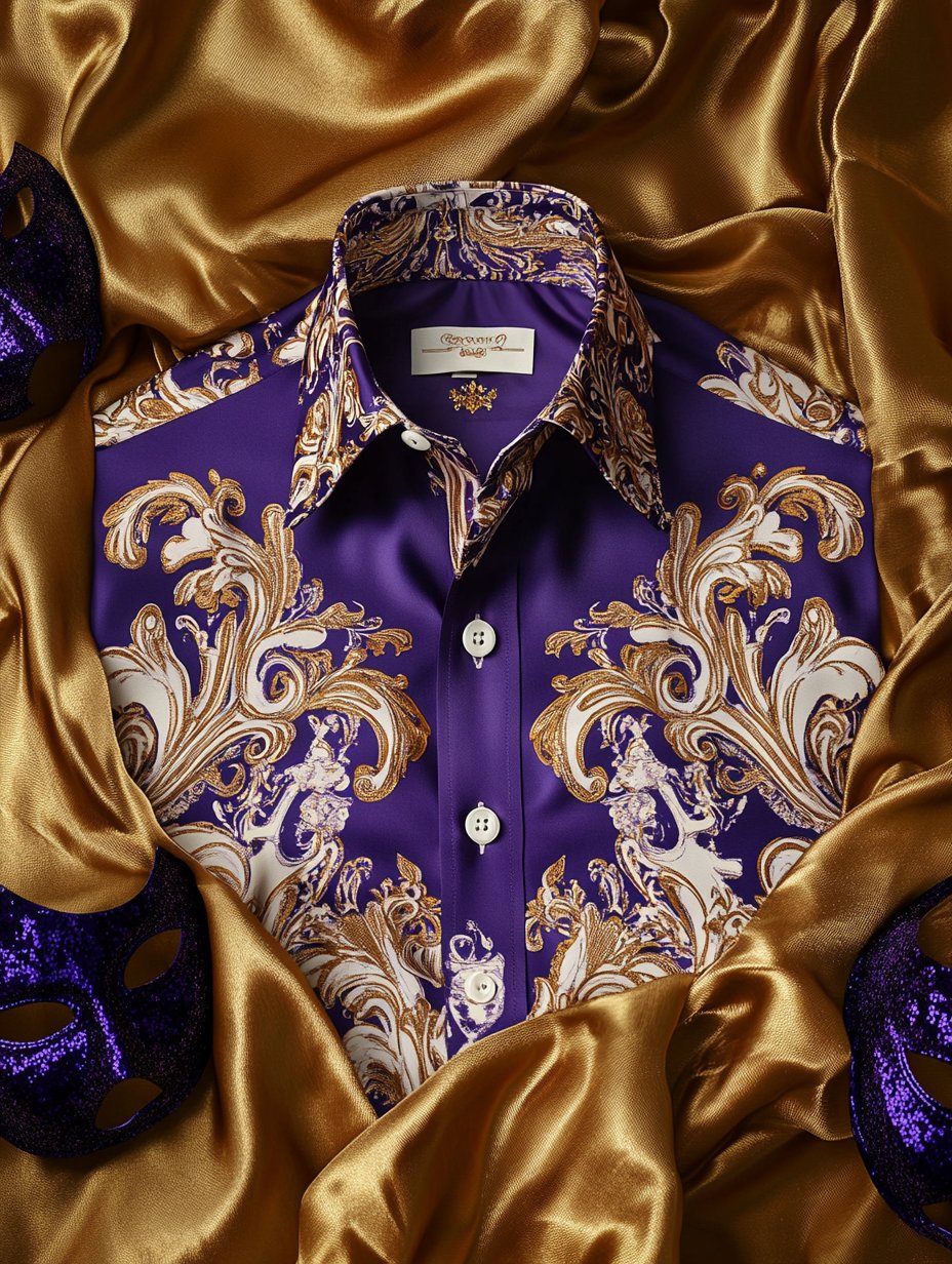 Men's Purple Silk Long Sleeve Shirt