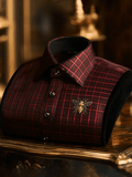 Men's Luxury Red and Black Check Long Sleeve Shirt