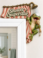 “Shower Superstar” Frog Door Frame Corner Decor