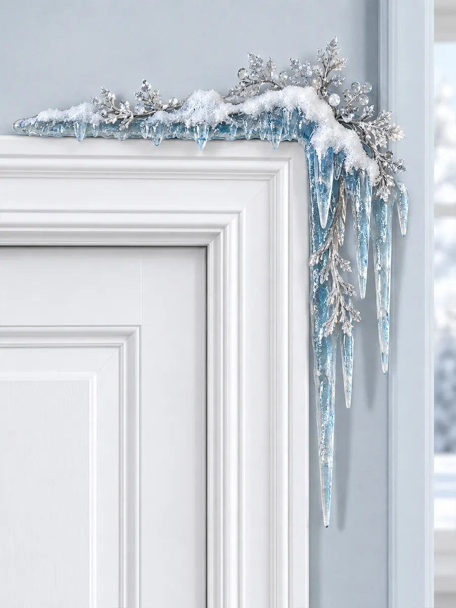 ❄️Enchanting Winter Wonderland Icicle Door Corner Frame Decor