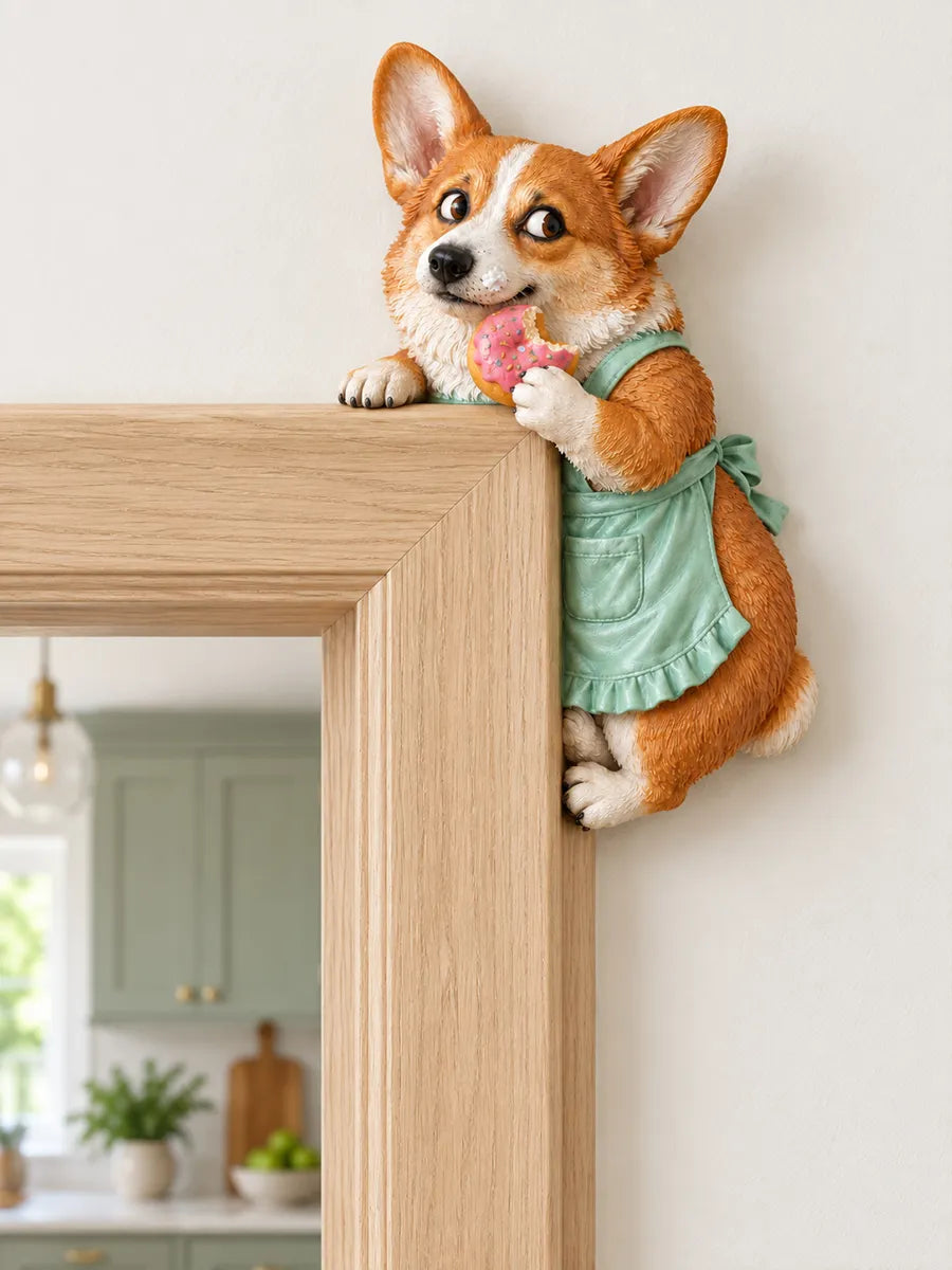 👀Adorable Corgi Door Frame Decor Funny Corner Wall Art