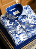 Men's Contrast Color Print Long Sleeve Shirt