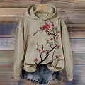 Women's Retro Plum Blossom Floral Print Hoodie