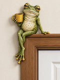 🐸 Quirky Coffee Frog Door Frame Decor & Corner Sculpture