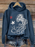 Jellyfish & Starfish Japanese Lino Art Cozy Hoodie