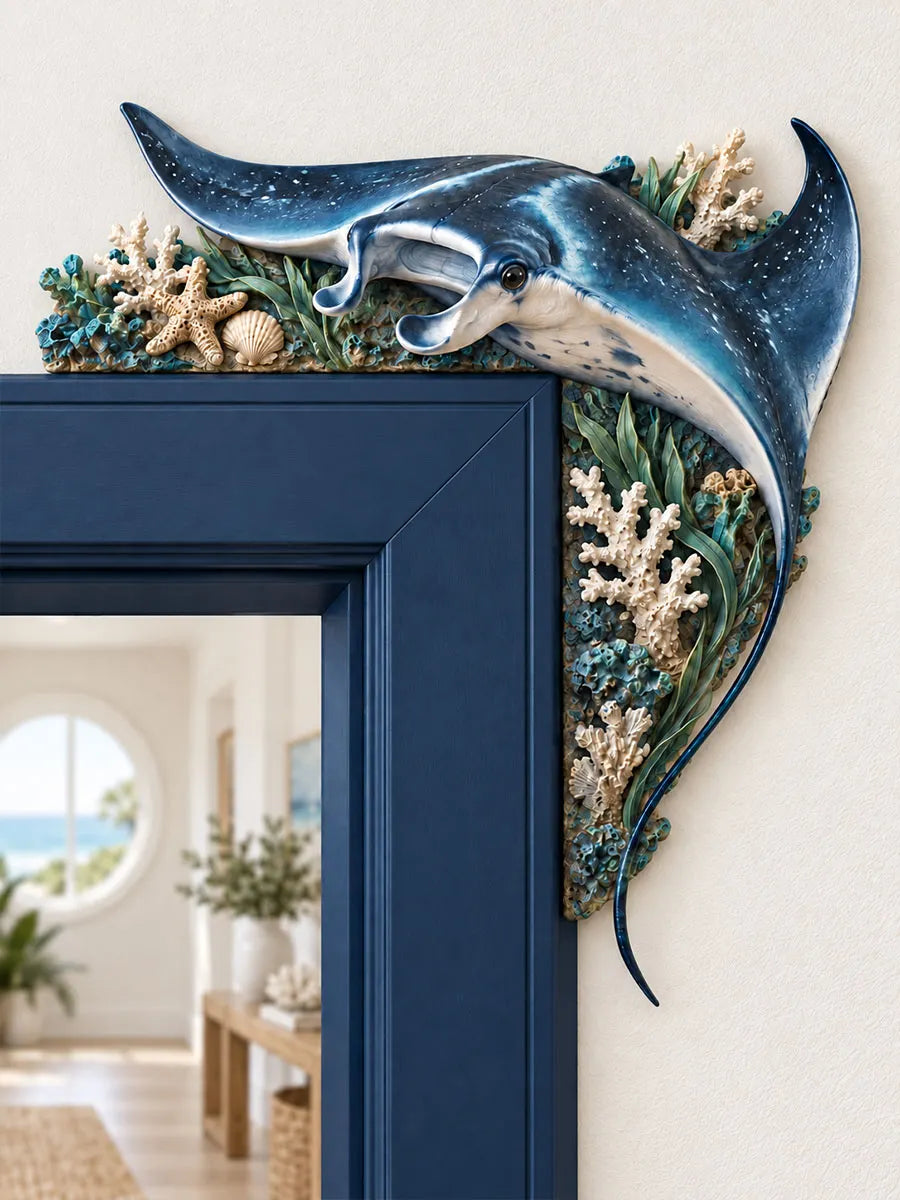 Manta Ray Underwater Reef Door Frame Corner Ornament