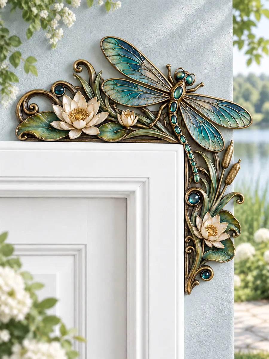 Enchanted Dragonfly & Lotus Door Frame Corner Decor