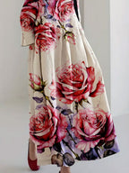 Women's Floral Art Cotton Blend Dress