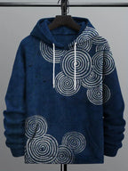 Men's Sea Waves Ripples Japanese Lino Art Cozy Hoodie