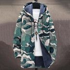 Retro Waves Art Print Long Sleeve Hooded Cardigan Jacket