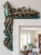 🦑Steampunk Kraken & Submarine Door Frame Corner Decor