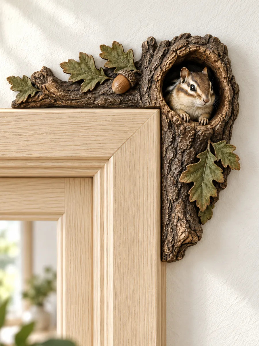 ✨ Rustic Woodland Chipmunk Door Corner Decor