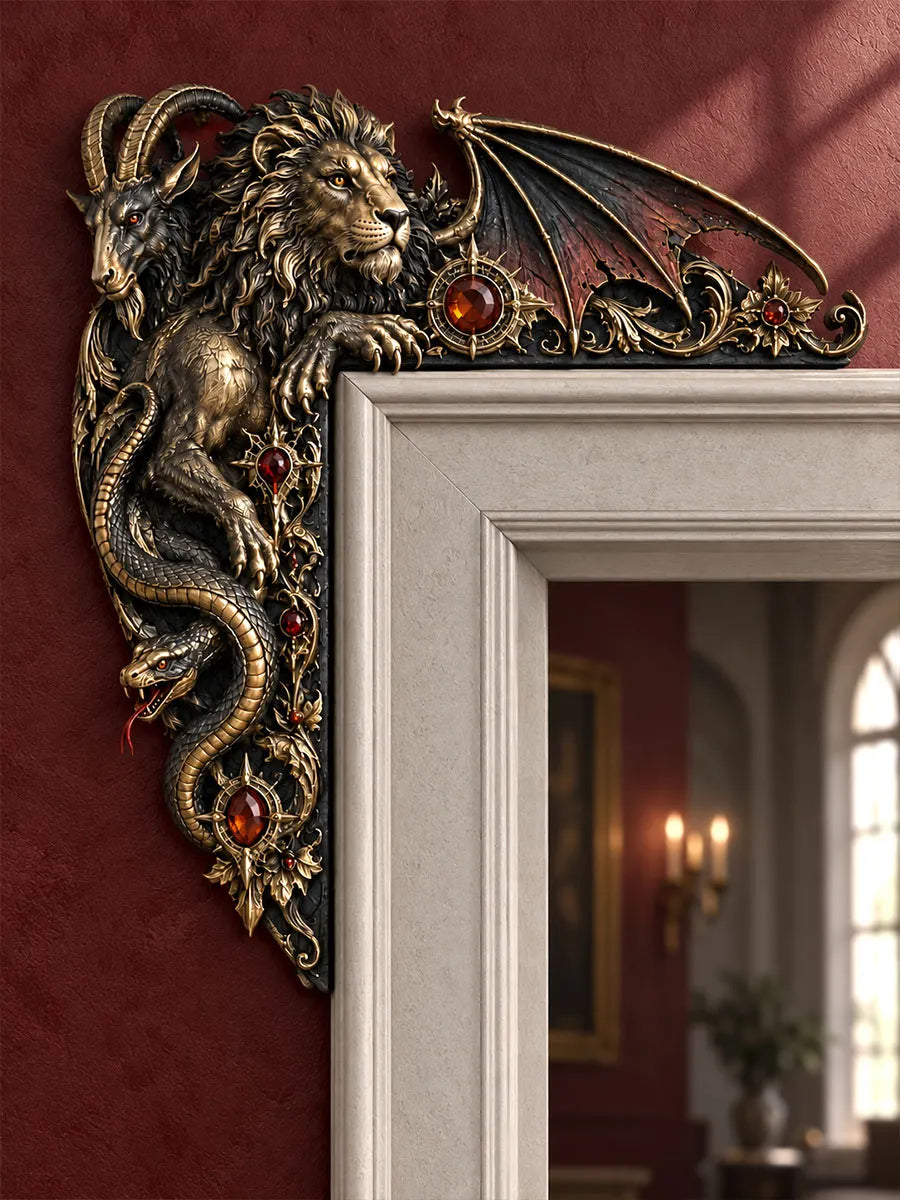 Dark Gold Chimera Guardian Door Frame Corner Decor