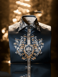 Men's Luxury Retro Contrast Pattern Long Sleeve Shirt