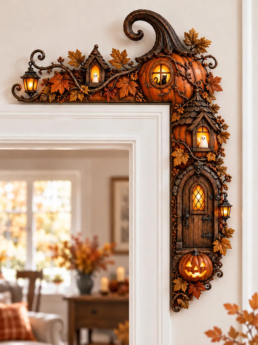 Halloween Pumpkin & Ghost Cottage Door Corner Decor