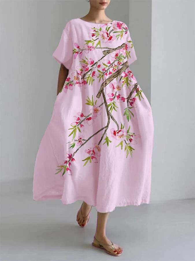 Women's Vintage Casual Plus-size Floral Print Dress