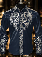Men's Fashion Design Printed Long Sleeve Shirt
