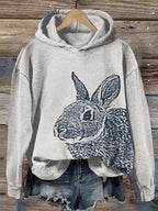 Women's Rabbit Japanese Art Casual Hoodie