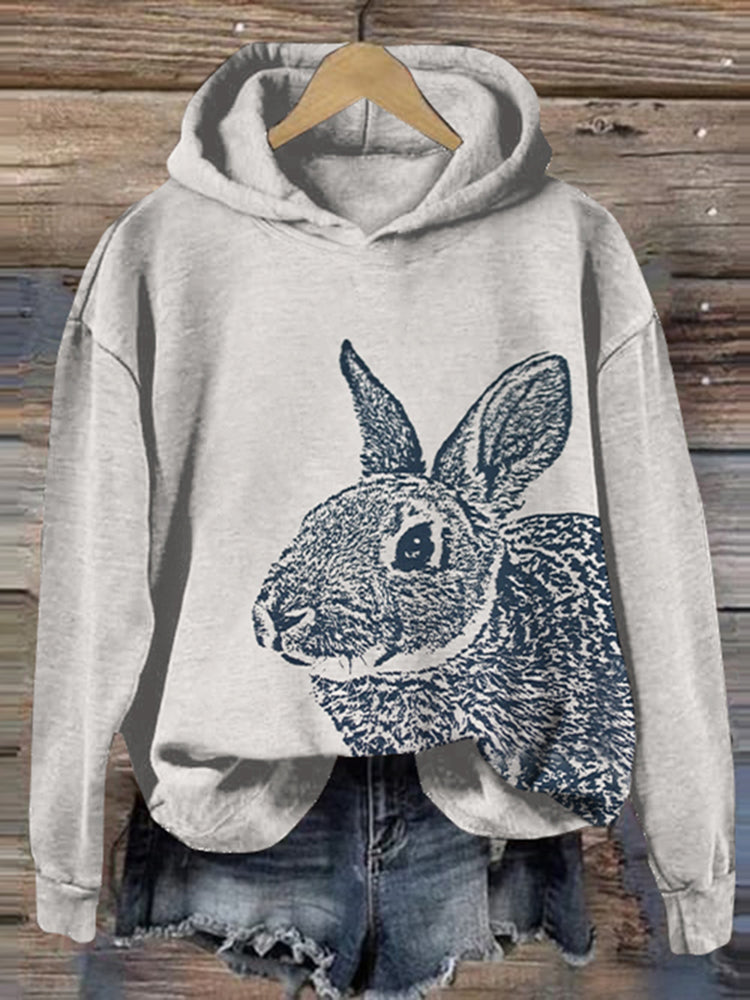 Women's Rabbit Japanese Art Casual Hoodie