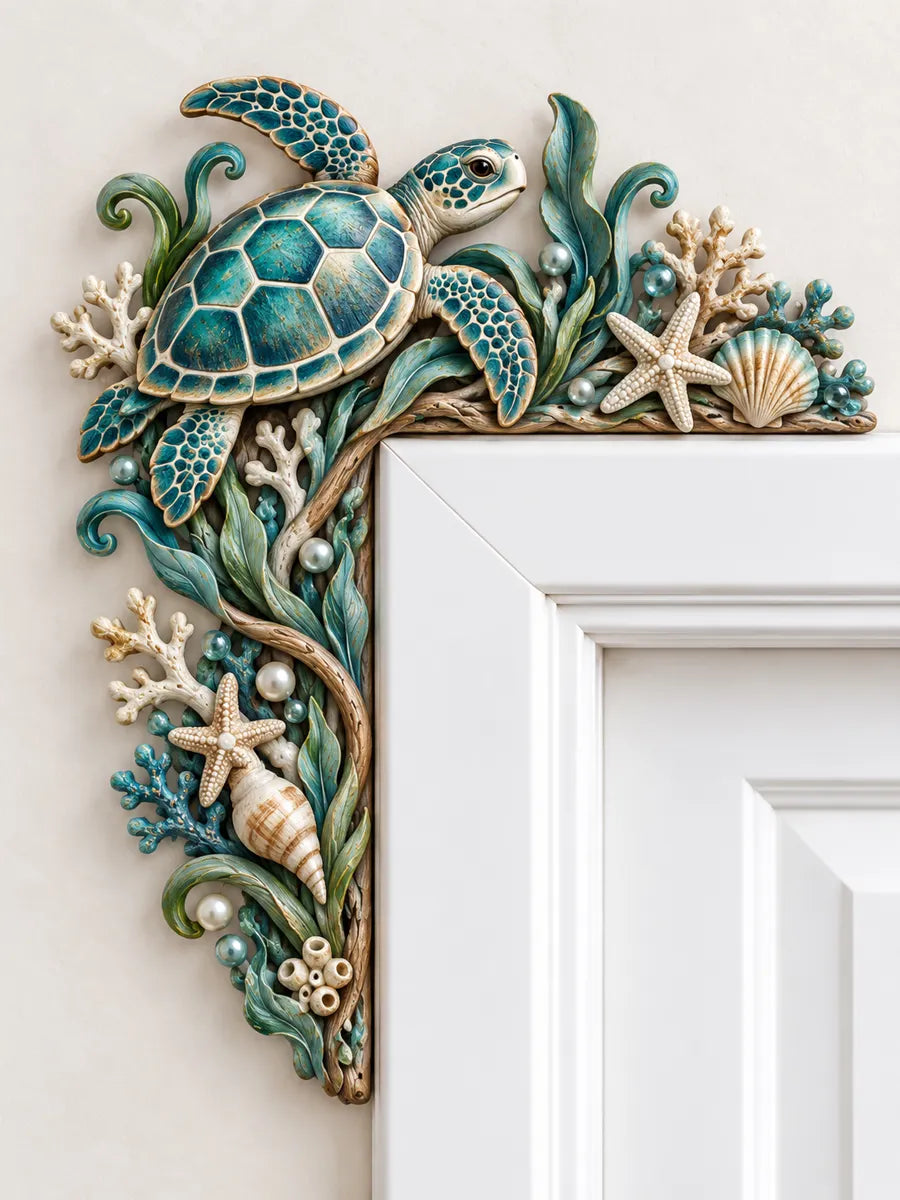 Wooden Sea Turtle Door Frame Corner Decor