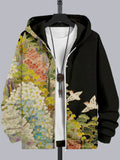 Men's Japanese Art Painting Pattern Comfy Full Zip Hoodie