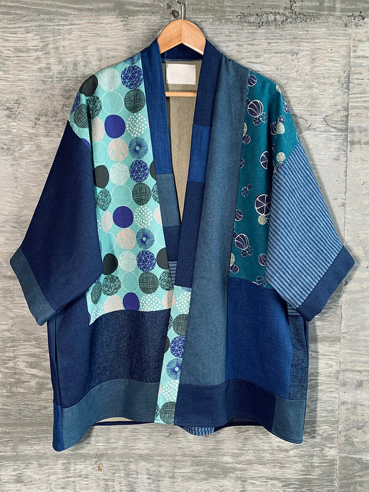 Women's Casual Cotton And Linen Floral Patchwork Cardigan