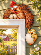 Mother Hen & Chick Egg Door Frame Corner Decor