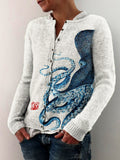 Vintage Japanese Ocean Octopus Art Women's Sweater