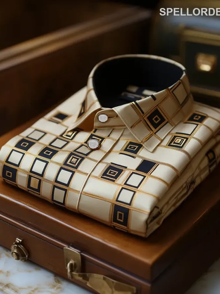 Men's Luxury Romantic Contrast Color Print Long Sleeve Shirt