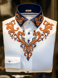 Men's Luxury Retro Contrast Pattern Long Sleeve Shirt