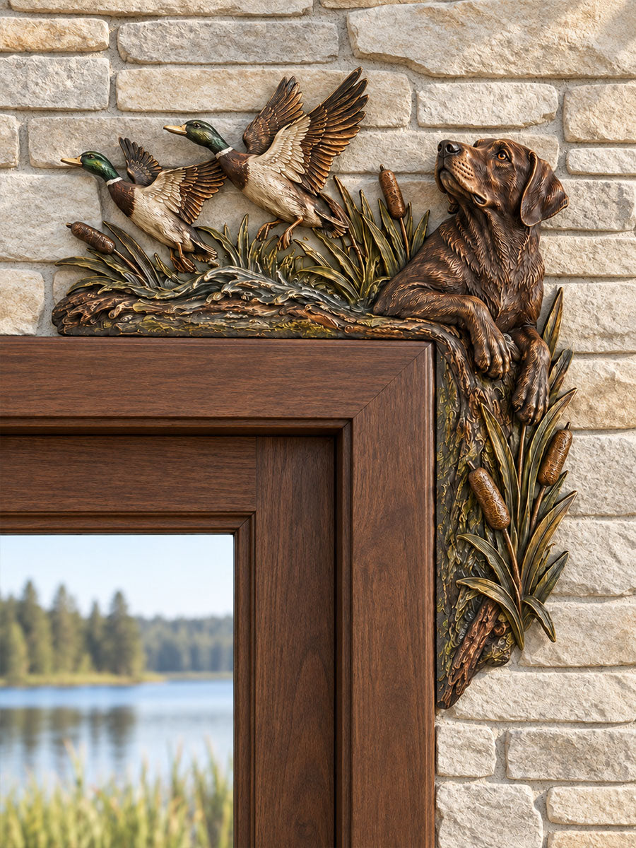 Labrador Retriever & Mallard Ducks Lakeside L-Shaped Door Frame Corner Decor