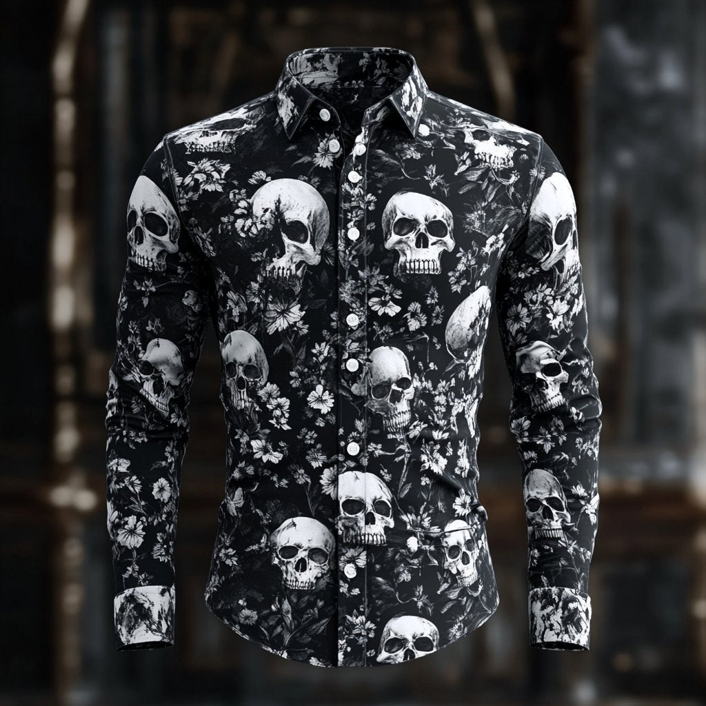 Men's Vintage Art Skull Shirt