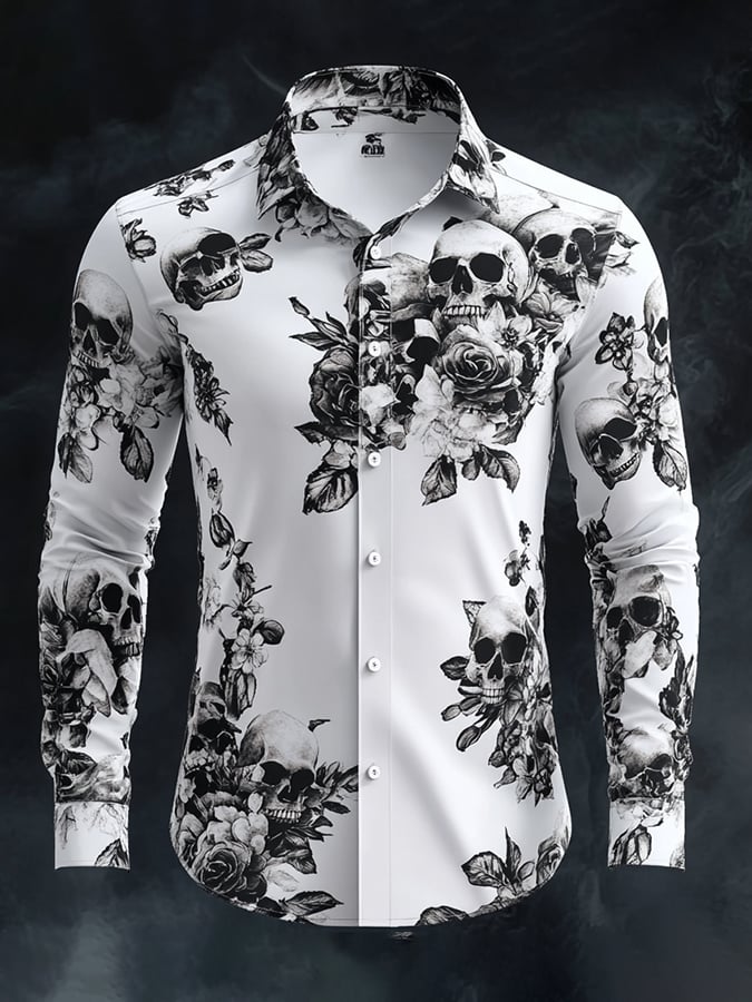 Men's Vintage Art Skull Shirt