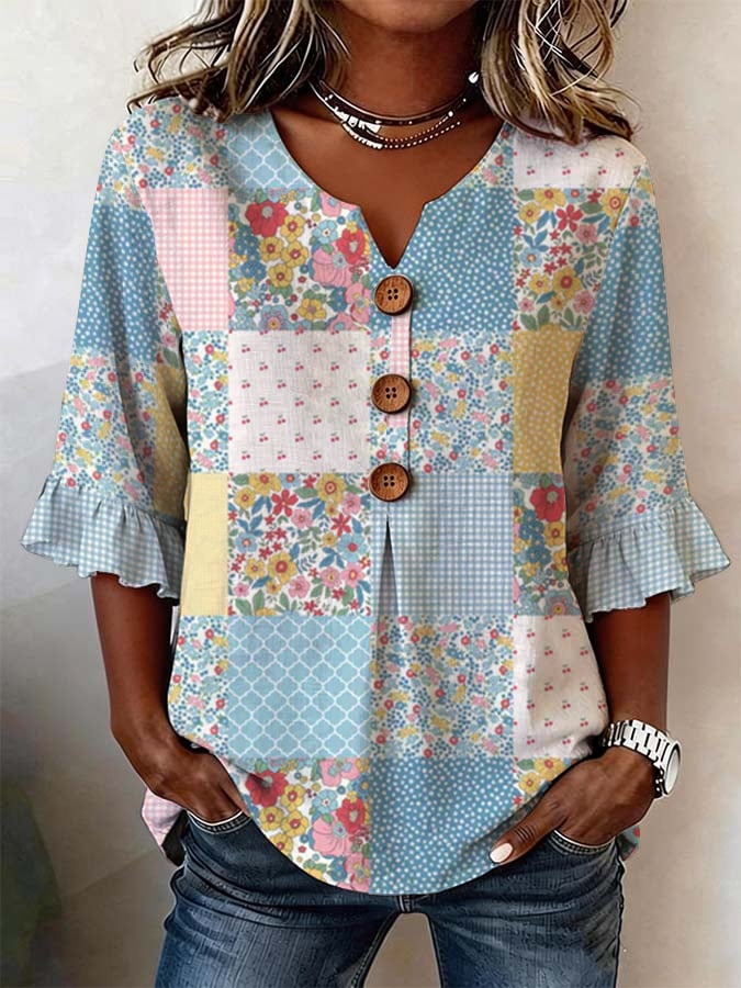 Women's Casual Floral Print Top