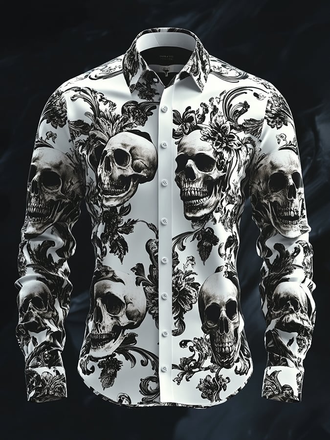 Men's Vintage Art Skull Shirt