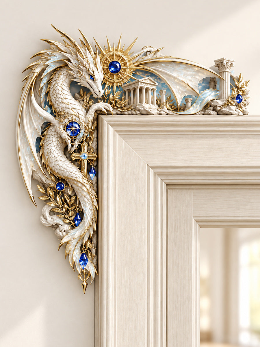 🐉 Celestial White Dragon Door Frame Topper