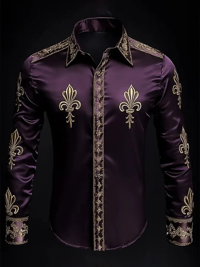 Men's Silk Design Printed Long Sleeve Shirt