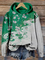 Vintage Plum Blossom Japanese Art Cozy Washed Hoodie