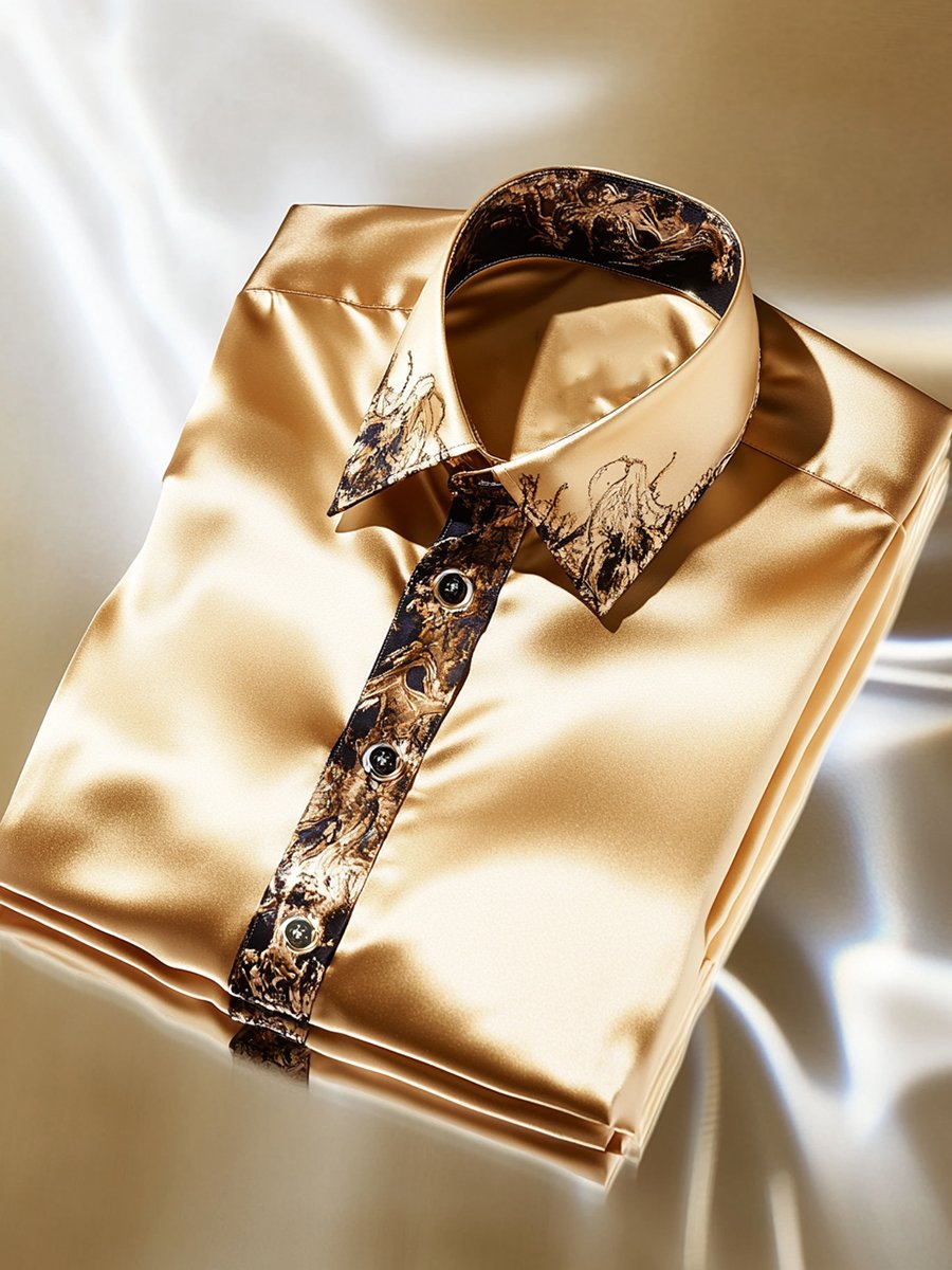 Men's Satin Long Sleeve Shirt