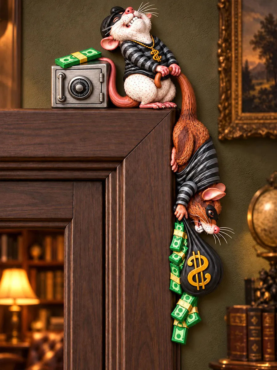 Funny Thief Mouse Money Door Frame Corner Decoration