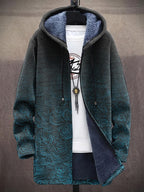 Men'S Waves Art Japanese Pattern Cozy Hooded Cardigan
